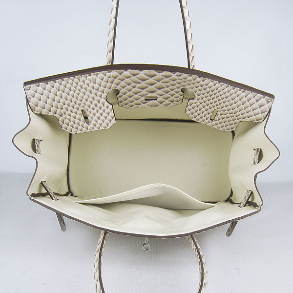 High Quality Fake Hermes Birkin 35CM Fish Veins Leather Bag Cream 6089